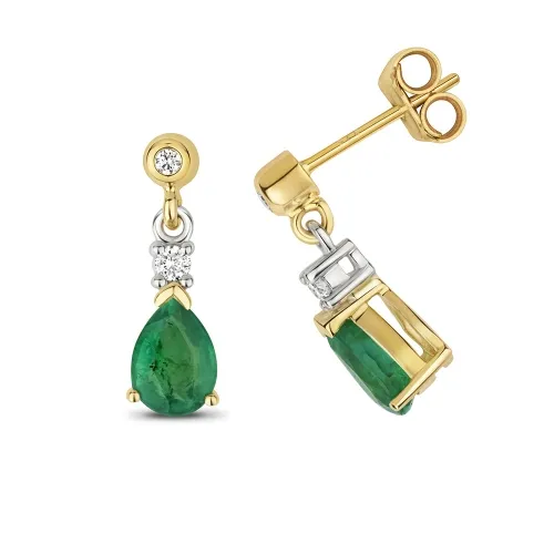 Emerald and Diamond Drop Earrings